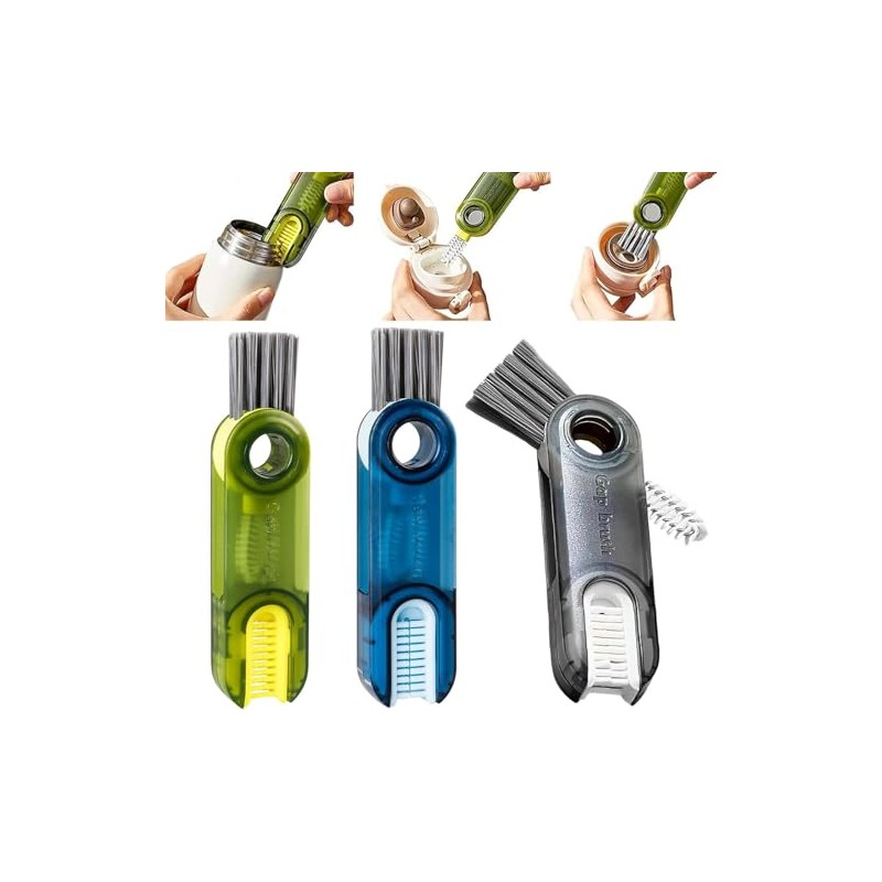 3PCS Cepillo para Botellas,Cepillo Limpiador Tazas Multifuncional 3 en 1,Cepillo