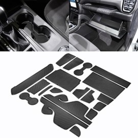 SENSHINE Cup Holder Insert for Ford Ranger Accessories 2024 2025 Center Console Liner Door Pocket Slot Mats Non-Slip Anti Dust Mats Pad Premium Interior 19Pcs Set (Black Trim)