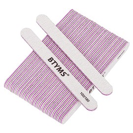 BTYMS 25 limas de uñas de grano 100/180 de doble cara, limas de pulido de uñas para uñas acrílicas y naturales