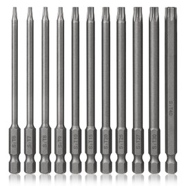 Torx Bit Set Hakkin 11Pcs 100mm Long Torx Bits Tamper Proof Security Torx Bits Set 1/4” Hex Shank S2 Steel Magnetic Torx Screwdriver Bit Sets T6-T40 for Impact Driver Hand Tools