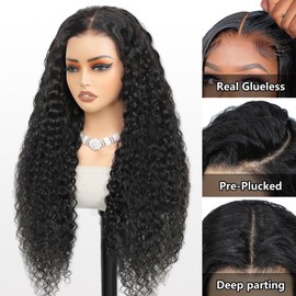 24 Inch 9x6 Glueless Wigs Human Hair Pre Plucked Pre Cut 200 Density Hd Water Wave Lace Front Wigs Human Hair Ready to Wear Wigs Glueless Human Hair for Women Bleached Knots