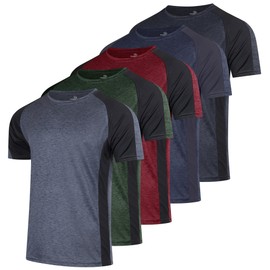 Real Essentials 5 Pack: Boys Girls Active Athletic Quick Dry Dri Fit Short Sleeve T-Shirts Crew Neck Tops Teen Gym Undershirts Tees Youth Basketball Moisture Wicking Tshirt-Set 9,Small (6-7)