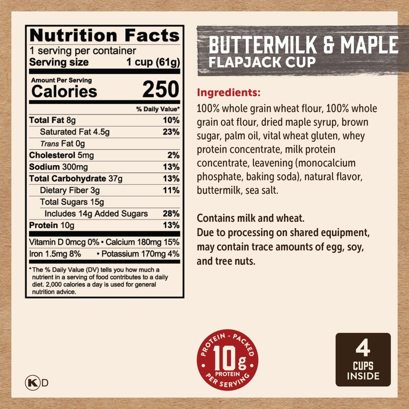 Kodiak Cakes Protein Pancake On The Go Flapjack Cups Mix;