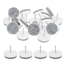 sourcing map Nail-on Furniture Sliders, 24Pcs Nail-on Felt Pads Round Chair Table Feet Pads Chair Leg Floor Protectors for Hardwood Floors (White, 30mm/1.18")