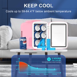 Wdemna Mini Fridge Pink, 4 Liter/6 Cans Skincare Fridge for Bedroom, 110V AC/12V DC Portable Thermoelectric Cooler and Warmer Small Refrigerators for Beauty & Makeup, Dorm Office and Car