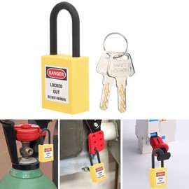 Lockout Tagout Locks, Lock Out Tag Out Padlock, Long Shackle, Keyed Different, Anti Rust, Dustproof & Weatherproof(Yellow)