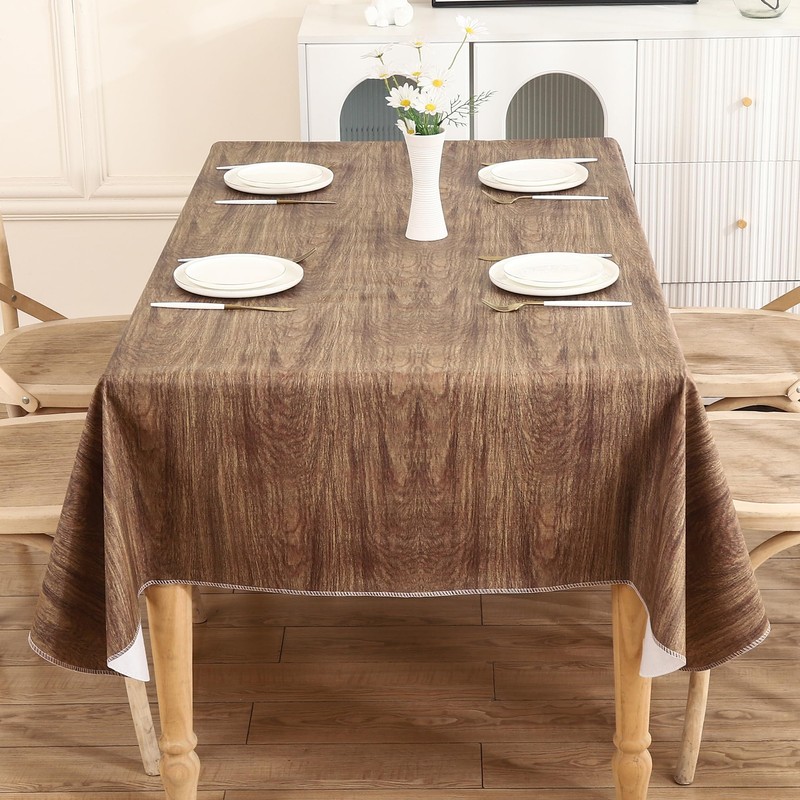 HRNJJYP Heavy Duty Vinyl Tablecloth with Flannel Backing Waterproof Oil-Proof