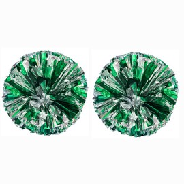 ZYBenda 2 Pack 12" Pom Poms, Cheerleading Pom Poms Cheerleader Pom Poms for Team Sports Dance Games Spirit Cheering (Green and Silver)