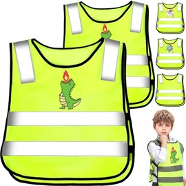 YOUYIKE Children's High Visibility Vest, Pack of 2/3 Reflective Safety Vest, Yellow Safety Vest, Bicycle Child from 3-12 Years, 360 Degree Reflective Vest for Going to School, Cycling, Sports, Running