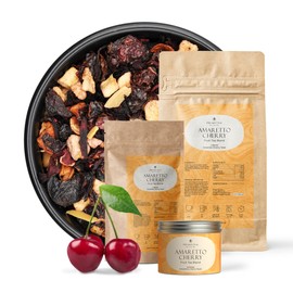 Prime Tea Amaretto/Cherry - Exquisite Fruit Tisane, Premium Organic Loose Leaf, Delicious Herbal Tea Mix, Natural & Vegan, Caffeine-Free, Perfect for Hot & Iced Tea Enjoyment - 8 Ounce