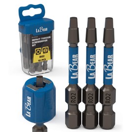 LaBear - 10piece Robertson square Impact high torque Screwdriver Bit Set with 1pc Magnetizer Demagnetizer,Impact Tough Screwdriving Power Bits,Quality S2 Steel,2-inch Length SQ2