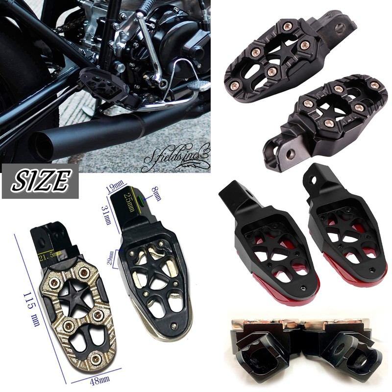 S.fields.inc Wide Foot Pegs Bike Step Mount Off-Road Motorcycle Universal