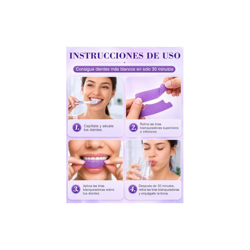Tiras Blanqueadoras Dientes Piezas Whitening Strips Limpia Blanquea Eficazmente Elimina