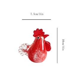 LOGUTIA Glass Rooster Doll Mini Rooster Sculpture Artistic Glass Rooster Statue Crystal Rooster Home Gifts Colorful Crystal Rooster Statue Table Decor Cuckoo Chicken Crystal Sculpture Female (Red)
