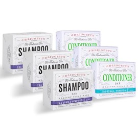 J·R·LIGGETT'S Tea Tree & Hemp Oil Formula Shampoo 3.5oz and Conditioner 1.75oz Bar Natural Plant Based | Leaves Hair Clean, Tangle-Free | Eco-Friendly, Biodegradable, Recyclable | USA Made 6 Pack