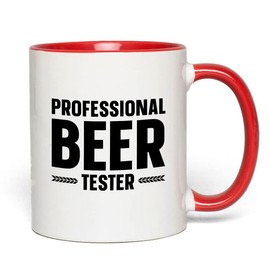 Beer Lover 2Tone Red Mug 11oz - Beer Tester - Beer Brewing Alcohol Gift Cold Beer Drinking Glasses Beer Lover Gifts for Husband