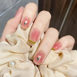 Watercolor Pink Flower Nail Tips 24TIPS / 수채화 핑크 플라워 붙이는 네일팁 24tips