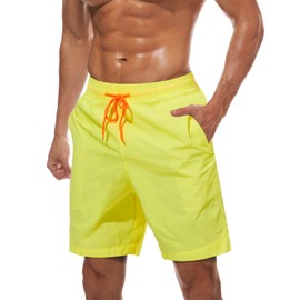 TACVASEN Board Shorts Men Quick-Drying Men’s Swim Trunks with Liner and Elastic Waistband for Beaches, Pools, Volleyball, and Surfing Yellow