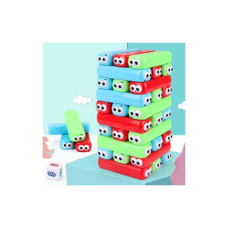 Torre Gusano Juego De Mesa Jenga Para Niños Con Dado