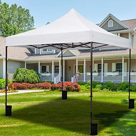 Eesdom 10x10 FT Pop Up Canopy Outdoor Tent Portable Canopy Tent Pop Up Tent Outdoor Canopy with 4 Sand Weights & Roller Bag, Tents for Parties, Campings, Beach (White)