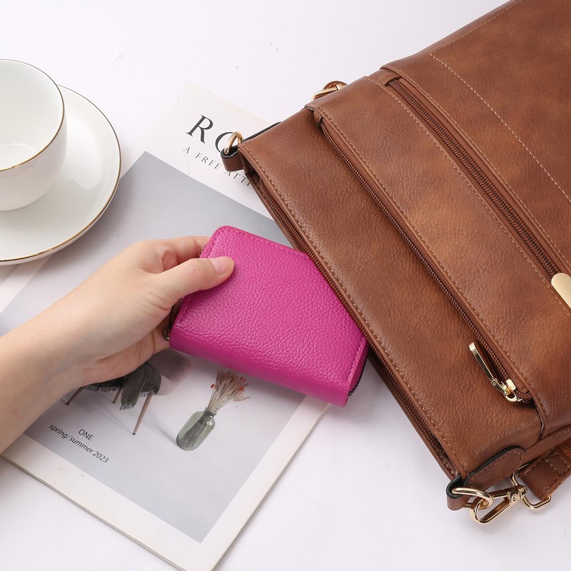 SENDEFN Women's Credit Card Holder Small Leather Card Case Compact