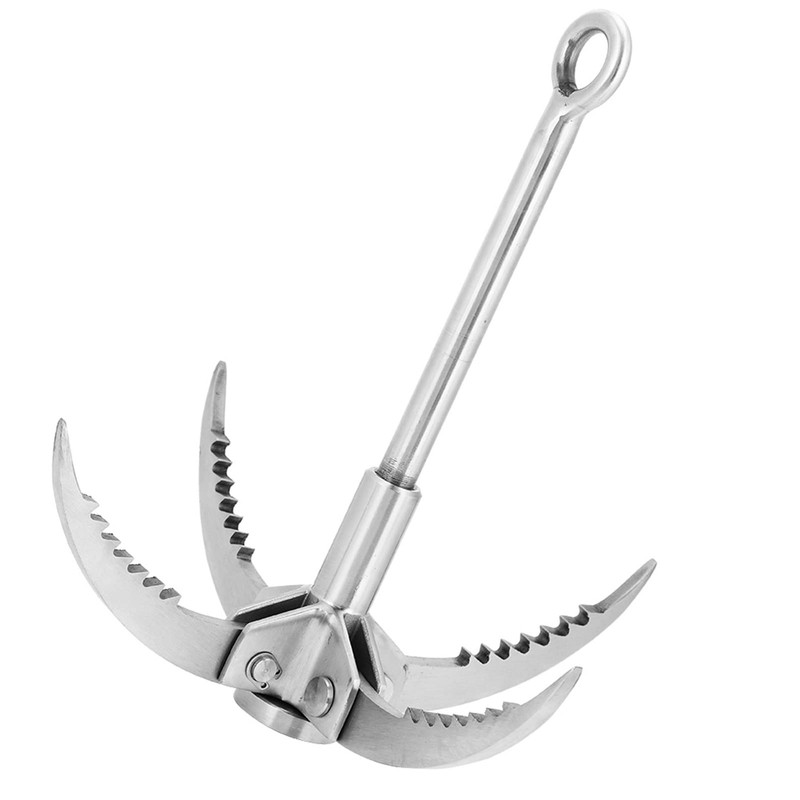 Ausla Stainless Steel Foldable Grappling Hook with 4 Claws for