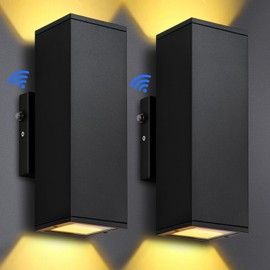 DAKAFUL Dusk to Dawn Outdoor Lighting Sensor Porch Lights 2 Packs, 12W 2700K Integrated LED Up Down Lights Outdoor, IP65 Waterproof Aluminum Wall Sconce Exterior Wall Light for Porch Patio etc.