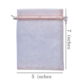 5x7 inch Organza Gift Bag with Drawstring for Jewelry,Candy,Pack of 100 Blush Pink Sheer Fabric Clear Mesh Wrap Sachet for Baby Shower,Kids Birthday,Christmas,Party Favors,Bridal Shower,Rustic Wedding