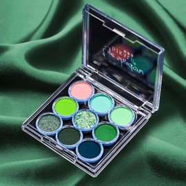 Green Eyeshadow Palette, Glitter Eye Shadow Pallets, Matte Smokey Colorful Eye Make-Up, Long Lasting Highly Pigmented Waterproof Eye Shadows Makeup Gifts for Women Girls