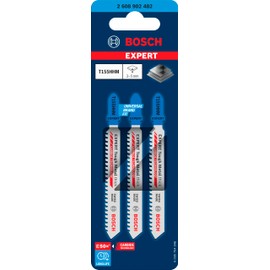 Bosch 3 x Expert Tough Metal Thick T155HHM Jigsaw Blade (for Stainless Steel Sheets, Length 92 mm, Professional Accessories Jigsaw)