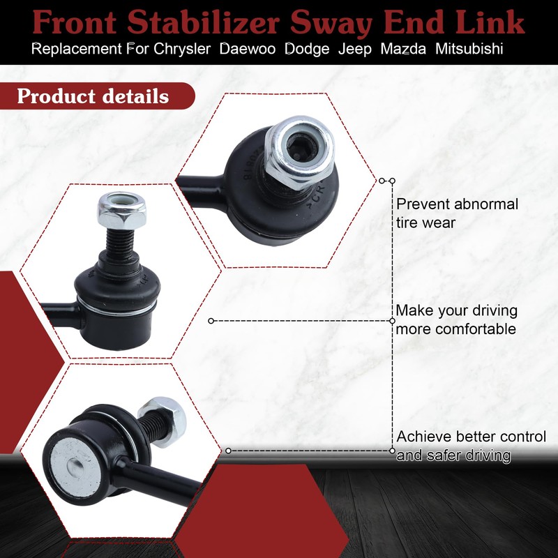 Stiueoav K80258 - Enlace de barra estabilizadora delantera compatible con