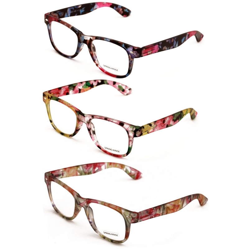 V.W.E. 3 Pairs Women Floral Mosaic Print Comfortable Classic Reading