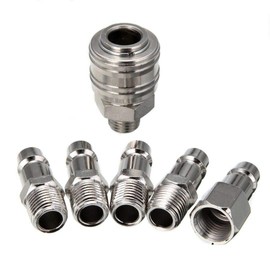 Air Coupler POWERTOOL Euro 1/4" Pipe Connector Quick Release Male Female Airline Connectors for Compressor Tools (Pack of 6)