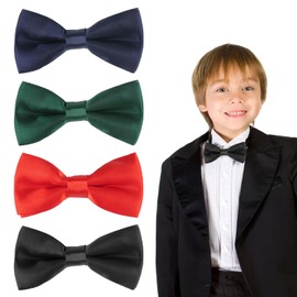 Neerow 4pcs Kids Bow Tie, Adjustable Boys Bow Tie, Pre-Tied Bowties for Kids Baby Toddler Birthday Wedding Formal Party Banquet Prom (4 Colors)