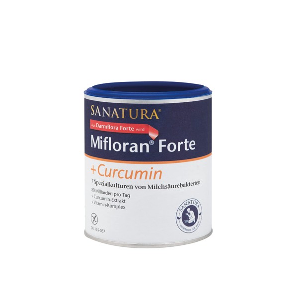 Sanatura Intestinal Flora Forte + Curcumin - 125 g - Seven Bacterial Strains - Probiotic Powder - 80 Billion CFU per Daily Dose - With Curcumin and Vitamin Complex - Vegan and Lactose Free