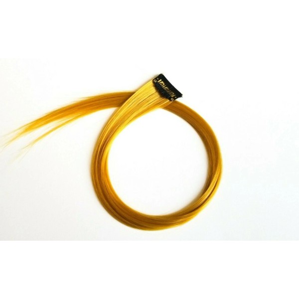 Feather & Elm Mustard muted yellow hair extension clip in