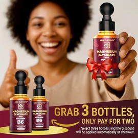 Liquid Magnesium Glycinate Drops with Vitamin B6 - Magnesium Supplement 500mg & Vitamin B6 100mg | Non-GMO No Gluten | Stress Relief | Sleep & Relaxat