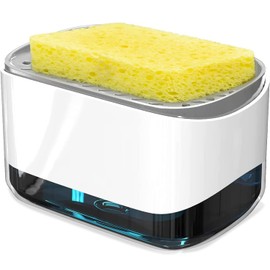 LZT - Dispensador de Jabon Cocina,Dispensador Jabon Cocina con Soporte de Esponja,Base Antideslizante, Fácil de Llenar, Duradero, Dispensador de Jabon