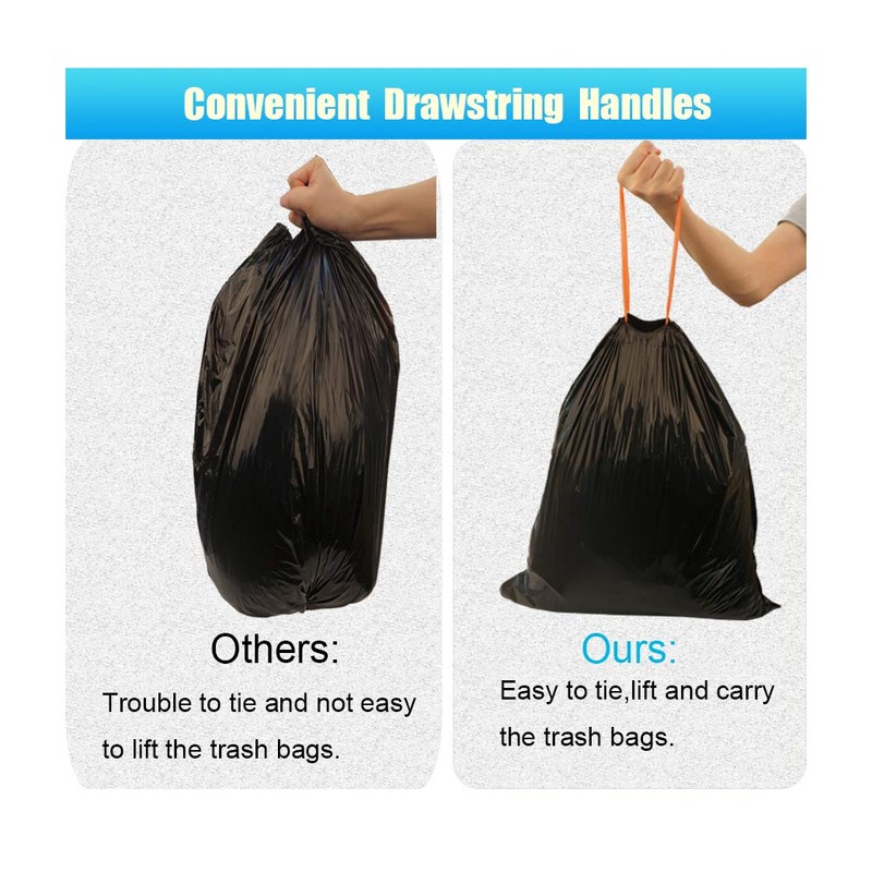 Feiupe 2-3 Gallon Drawstring Trash Bag,Small Garbage Bag Trash Can