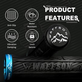WFS World Map MTB Lock-on Grips - Single Clamp Ergonomic Anti-Slip Mountain Bike Handlebar Grips - Comfort Vibration Dampening for Trail, Enduro, Downhill - Black x Blue