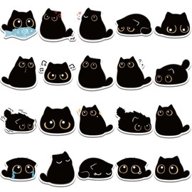 Pack of 40 Cute Cat Stickers for Laptop, Waterproof Vinyl Stickers, Decals Gift for Children, Teens, Girls, Adults, Kawaii Animal Stickers for Water Bottles, Skateboard, Luggage, Graffiti (A)