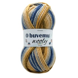 Wooly Multicolor Soft Fluffy Bulky Weight #5 Wool Blended Fast Knitting Crocheting Yarn, 25% Wool 75% Acrylic, 100 Gram (3.53 Ounces) 109 Yards (100 Meters) (Beige Shades, Blue Shades, Brown)