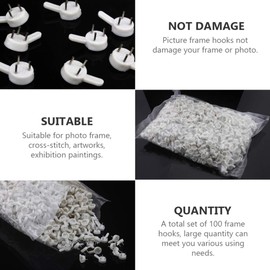 EXCEART Nail Kits 100 Pieces Traceless Wall Picture Hooks Invisible Traceless Hardwall Hanging Picture Frame Nails for Picture Frame Wall Hangers without Nails