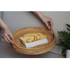 ANKUR Round Rattan- Serving Tray-Decorative Woven Ottoman-Trays with Handles for