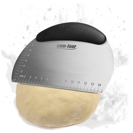 COM-FOUR® Premium Pasta Spatula, Stainless Steel Pastry Cutter, Pastry Cutter with Plastic Handle, Round Sides Dough Cutter (1 Piece - Silver - Half Round)