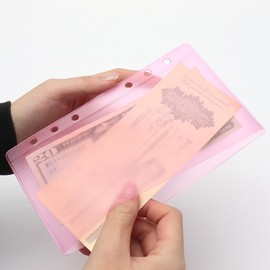 12pcs Pink A6 Binder Pockets Zipless Cash Envelopes Budget Binder Inserts PVC Sheet Protector for 6 Ring A6 Binders Organizer Accessories (Pink)