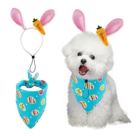 QYCX Easter Dog Costume Easter Dog Bunny Costume Dog Bunny Ears Dog Bandana Easter Cat Collar Easter Pet Headband Headwear Hairpin Bunny Easter Cosplay Costume Easter Dog Headband Easter Egg Bandana