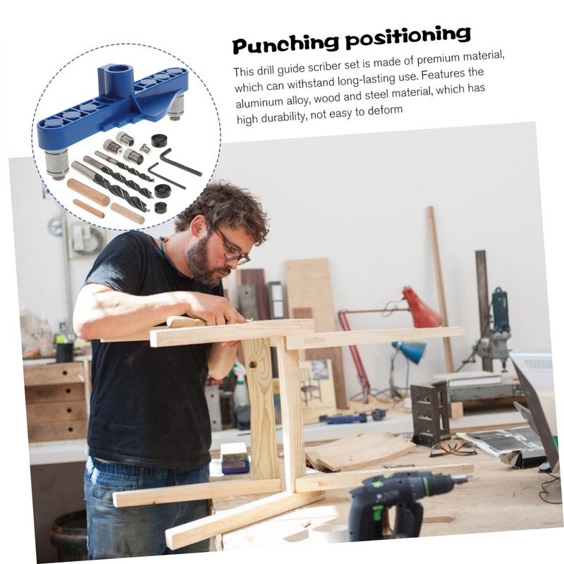 TEHAUX 1 Set Pocket Hole Jig Portable Self Centering Doweling