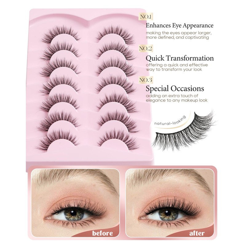 Onlyall Natural Lashes Wispy Lashes Natural Look False Eyelashes Flared