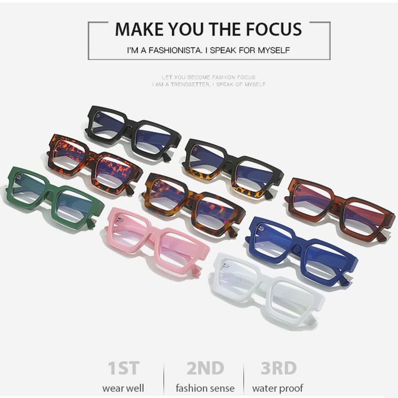 JOVAKIT Fashion Square Blue Light Glasses for Men Women Simple